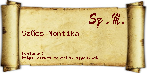 Szűcs Montika névjegykártya